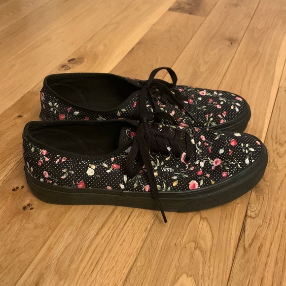 Vans Shoes Vans Black Floral Shoes Poshmark